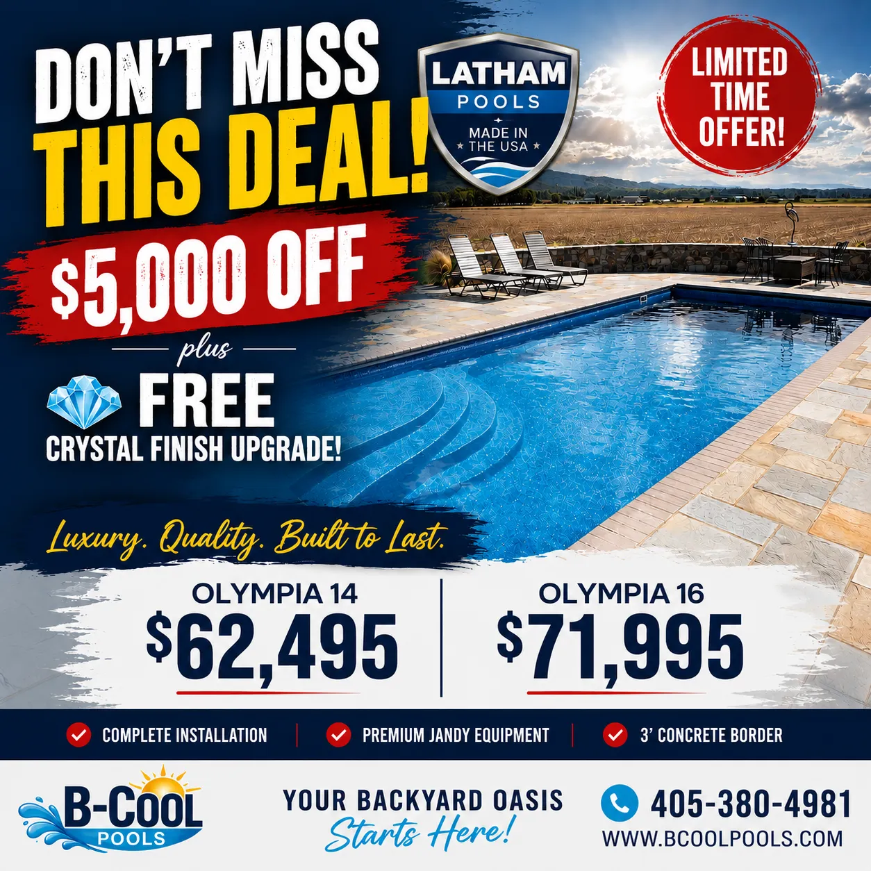 Olympia 14 — $5,000 OFF plus FREE Crystal Finish Upgrade