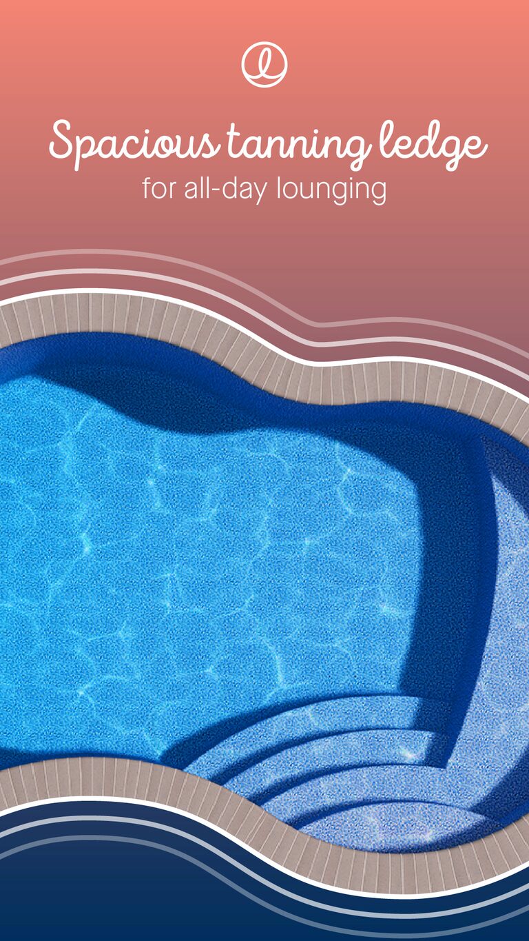 Latham fiberglass pool with spacious tanning ledge.