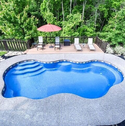 Fiberglass pool. Installed by B Cool Pools in central Oklahoma.