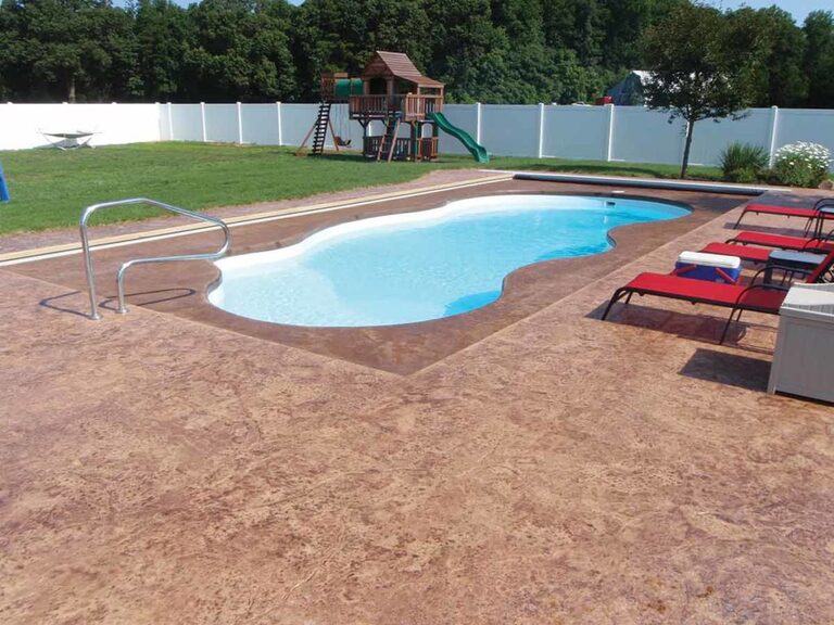 Latham Fiji fiberglass pool — landscape view.