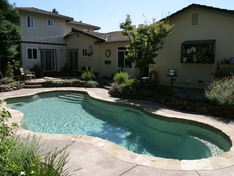 Fiberglass pool, Cancun custom. Installed by B Cool Pools in central Oklahoma.