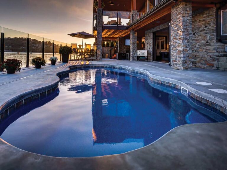 Aruba fiberglass pool, viking. Installed by B Cool Pools in central Oklahoma.