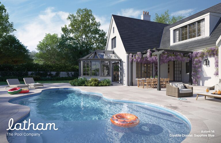Latham fiberglass family pool — installed by B Cool Pools.