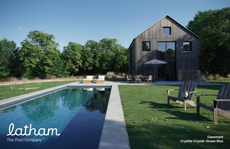 Latham fiberglass lap pool — installed by B Cool Pools.