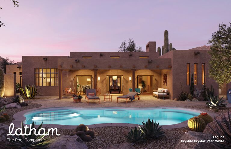 Large fiberglass entertaining pool — installed by B Cool Pools.